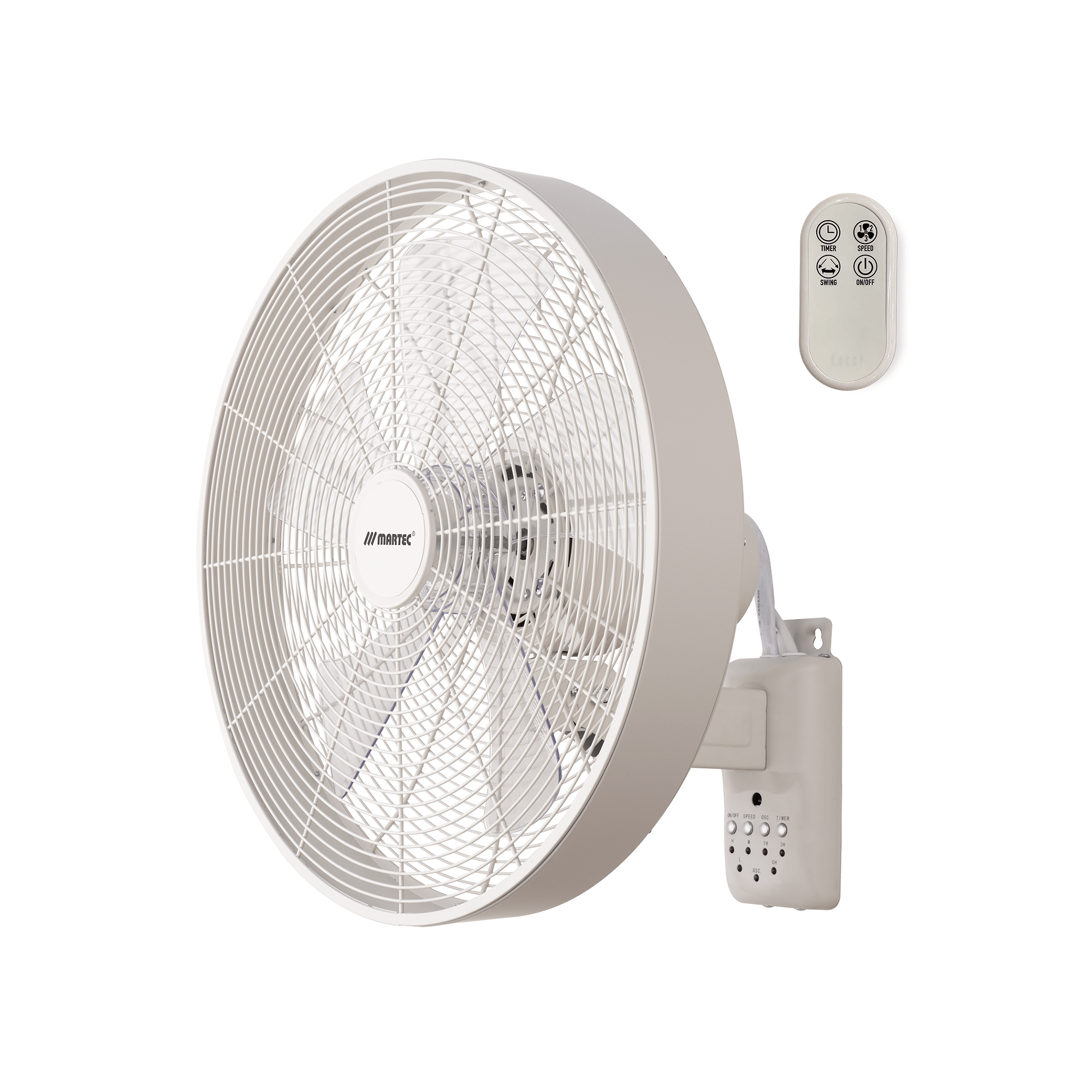 16” Como AC Wall Fan Black, White MWFC400 Martec Lighting - Mases LightingMartec