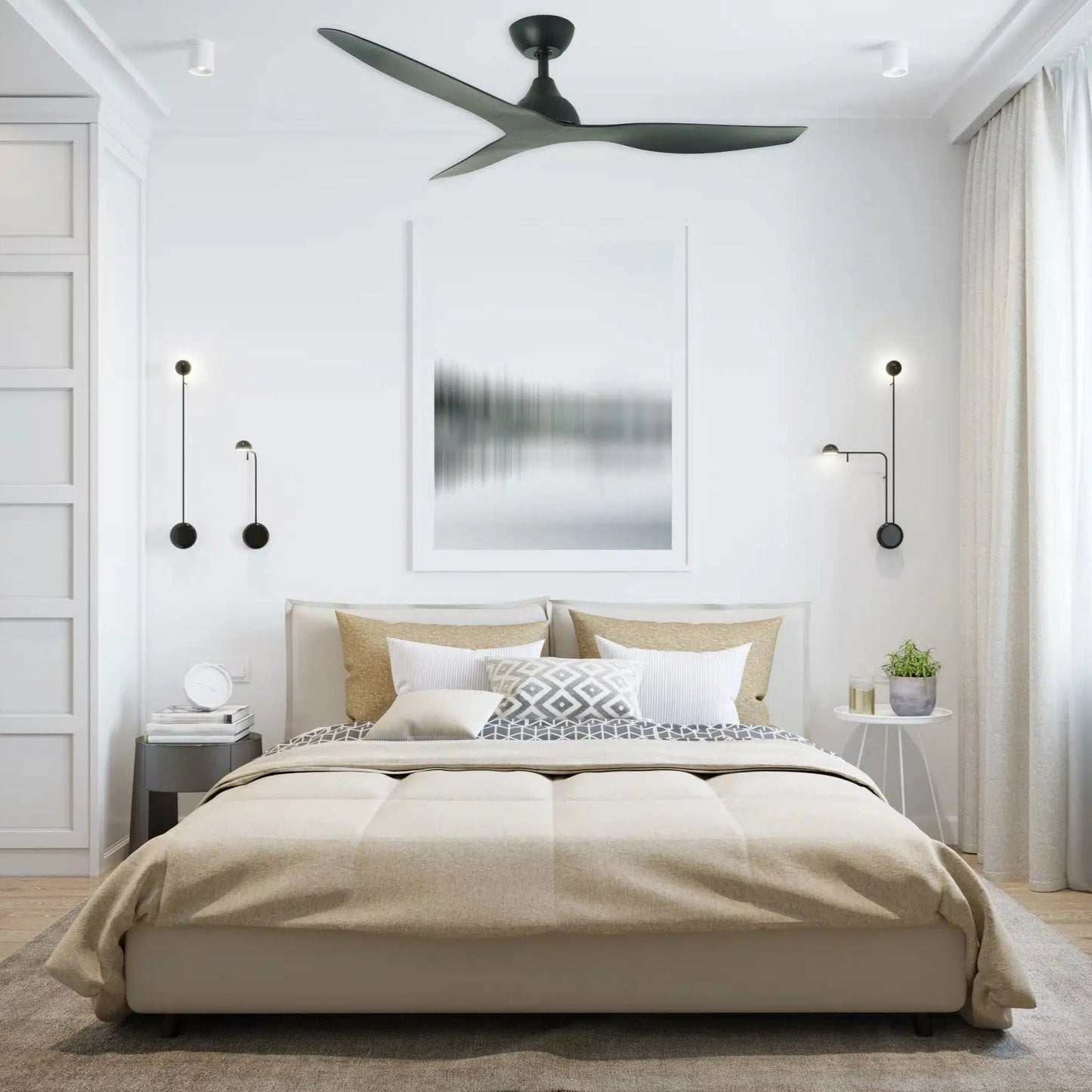 Martec Avoca 48" smart WiFi ceiling fan, matt white, black or oak — Mases Lighting