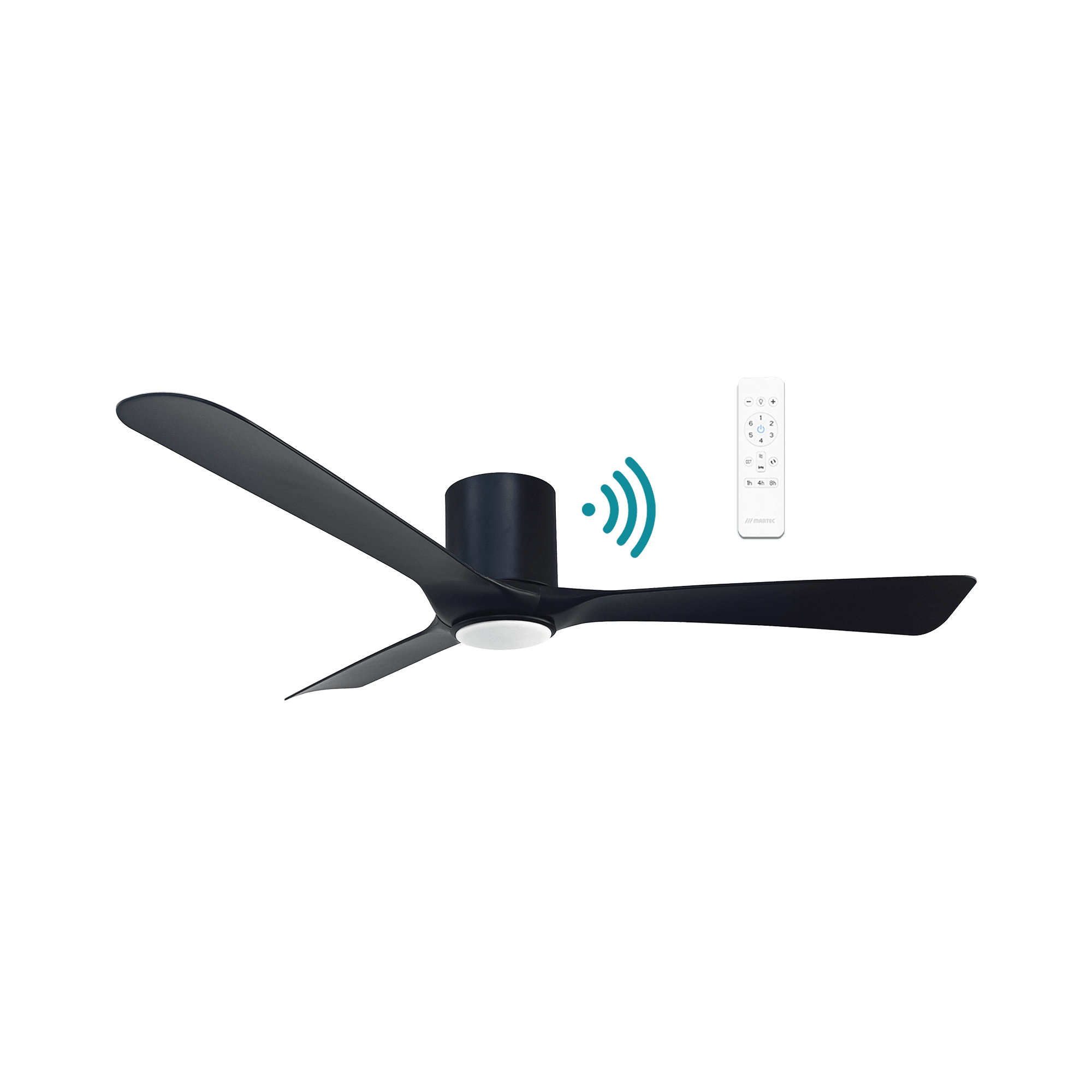 52" Fresno Smart WIFI DC Ceiling Fan Matt Black, Matt White or Black Walnut With Light by Martec - Mases LightingMartec