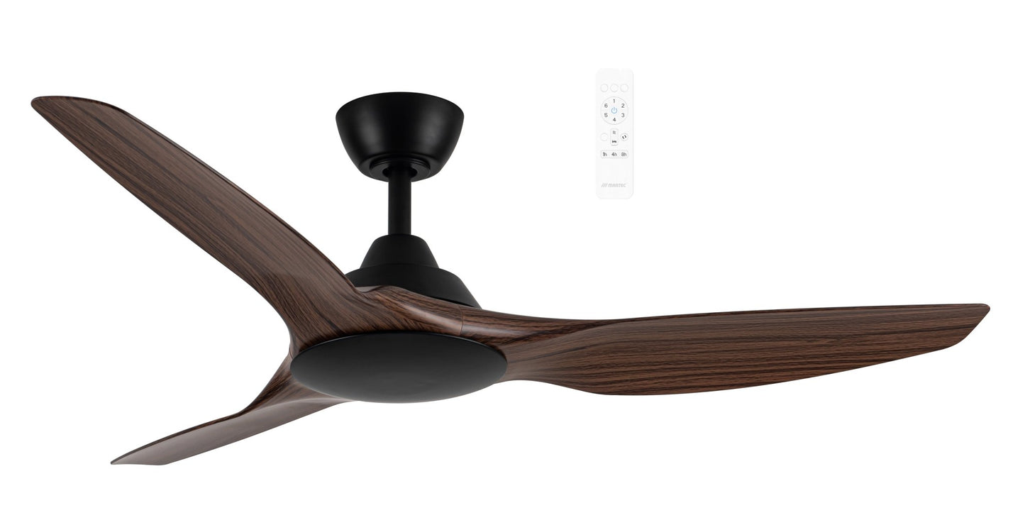 52" Impact DC Ceiling Fan Matt Black, Matt White, Matt Black/Walnut MIDC133 Martec Lighting - Mases LightingMartec