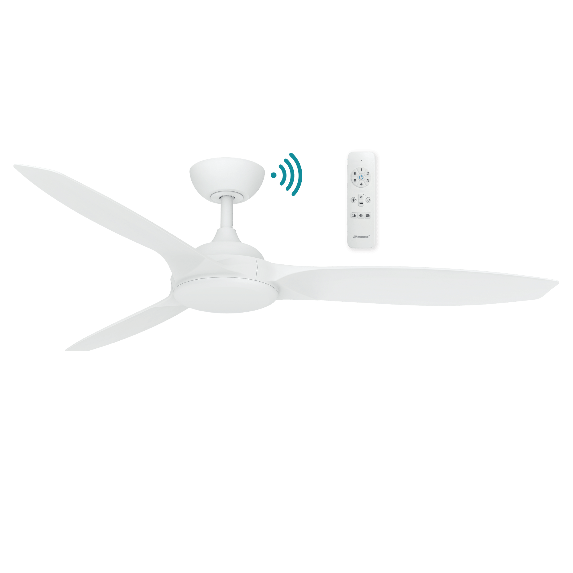 56″ (1420mm) Newport DC Ceiling Fan Only With Remote Control White by Martec - Mases LightingMartec