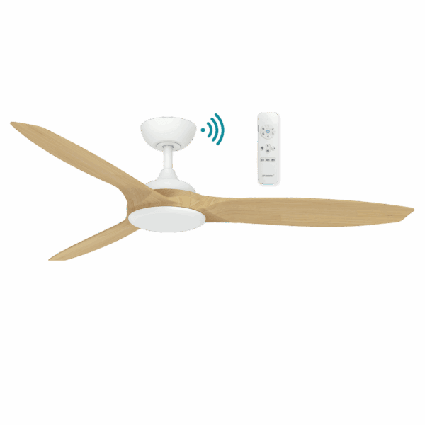 56″ (1420mm) Newport DC Ceiling Fan White Oak With Light or Without Light | Remote Control by Martec - Mases LightingMartec