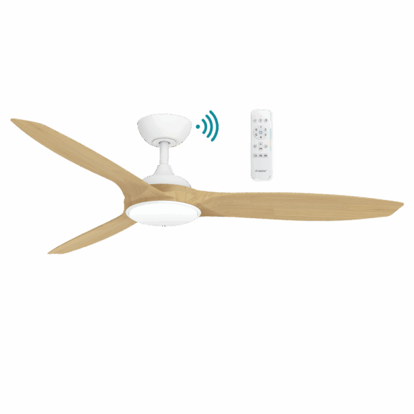 56″ (1420mm) Newport DC Ceiling Fan White Oak With Light or Without Light | Remote Control by Martec - Mases LightingMartec