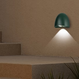 Telbix Jora Exterior Step Wall Light in Corten, Verde Green and Black