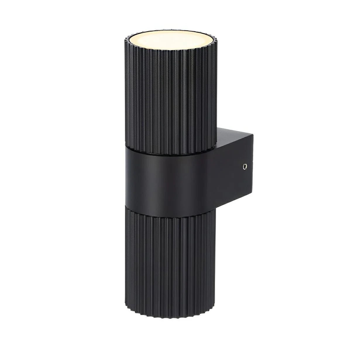 Torsten outdoor wall light, up-and-down beam, ribbed aluminium with glass accents