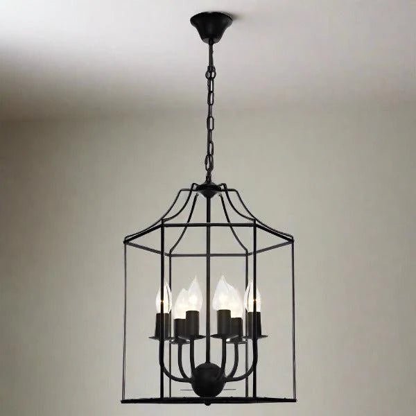 Arcadia Glass Pendant Light in Black (6 Light) - Mases LightingCougar Lighting