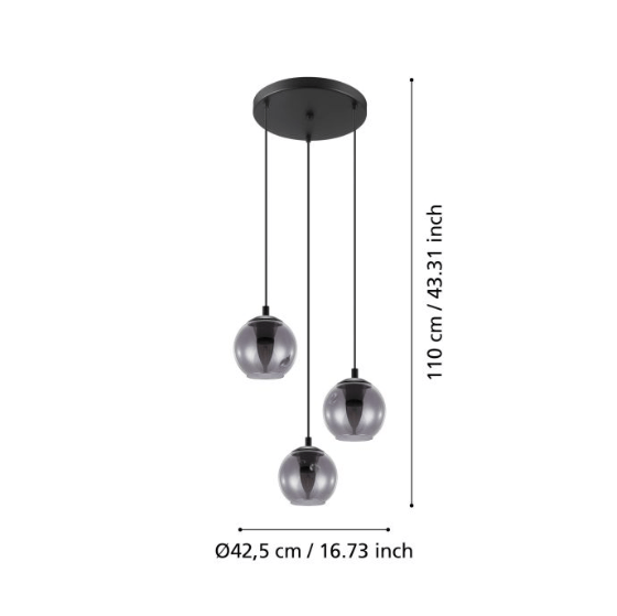Ariscani Pendant Light 3Lt in Black