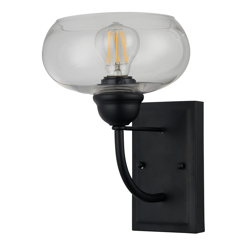 Aspen 1 Light Matt Black Wall Light