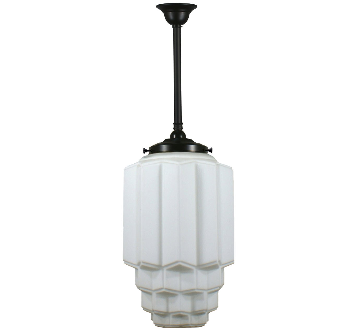 BERGERAC 1 Light Rod Pendant Light - Black/Chrome/Polished Brass/Chrome Retro - Mases LightingLode Lighting