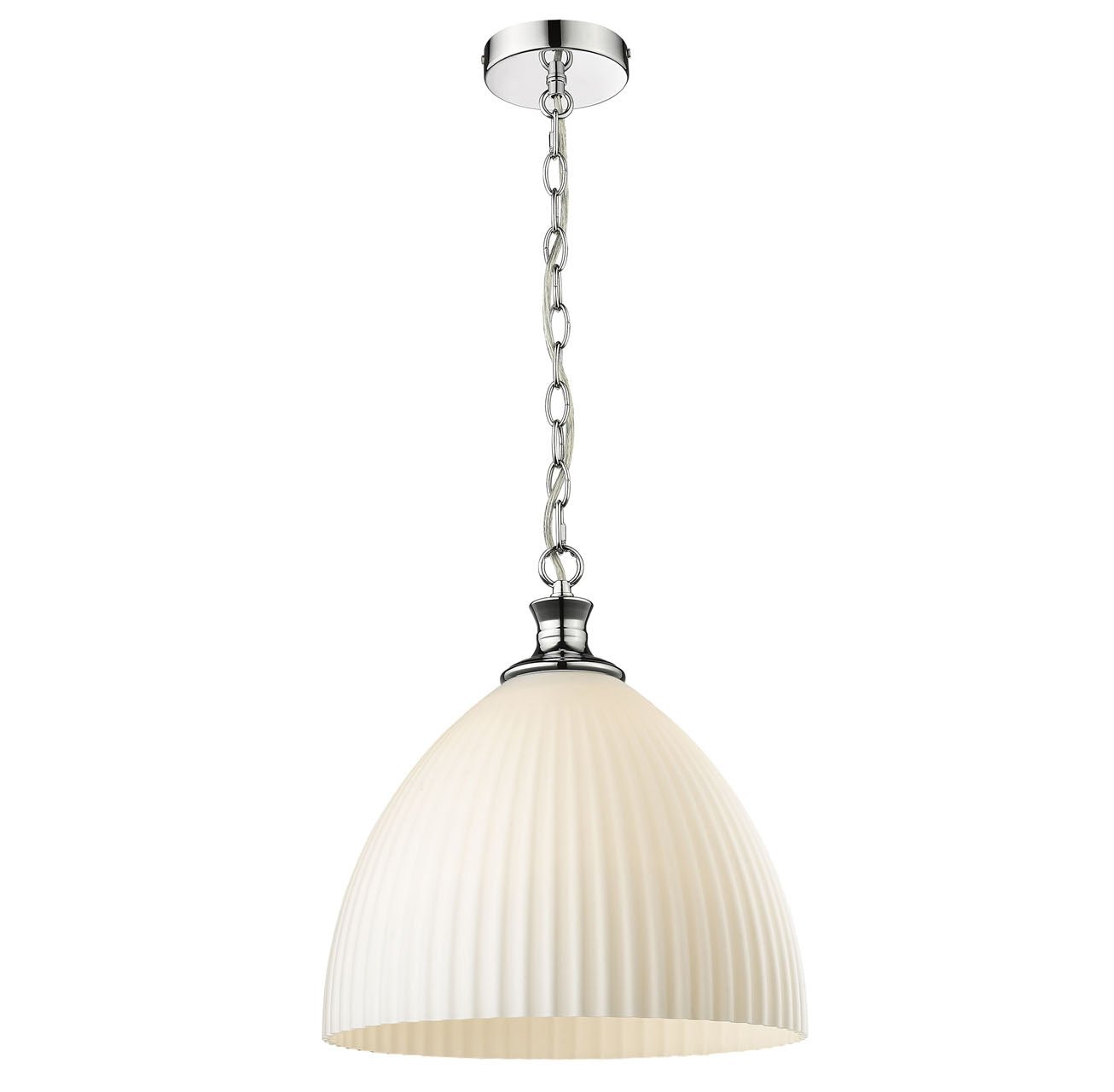 CARTER 1 Light Small or Large Opal Glass and Chrome Pendant Light