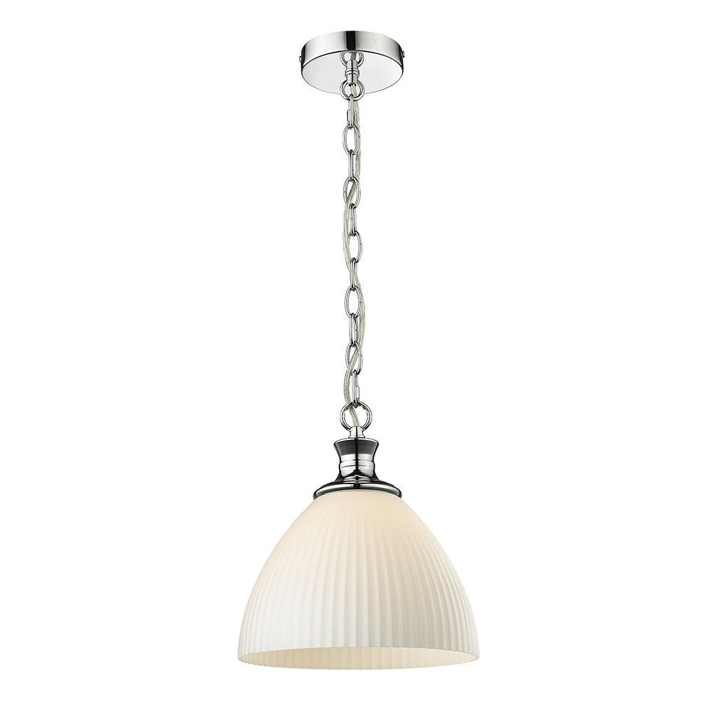 CARTER 1 Light Small or Large Opal Glass and Chrome Pendant Light
