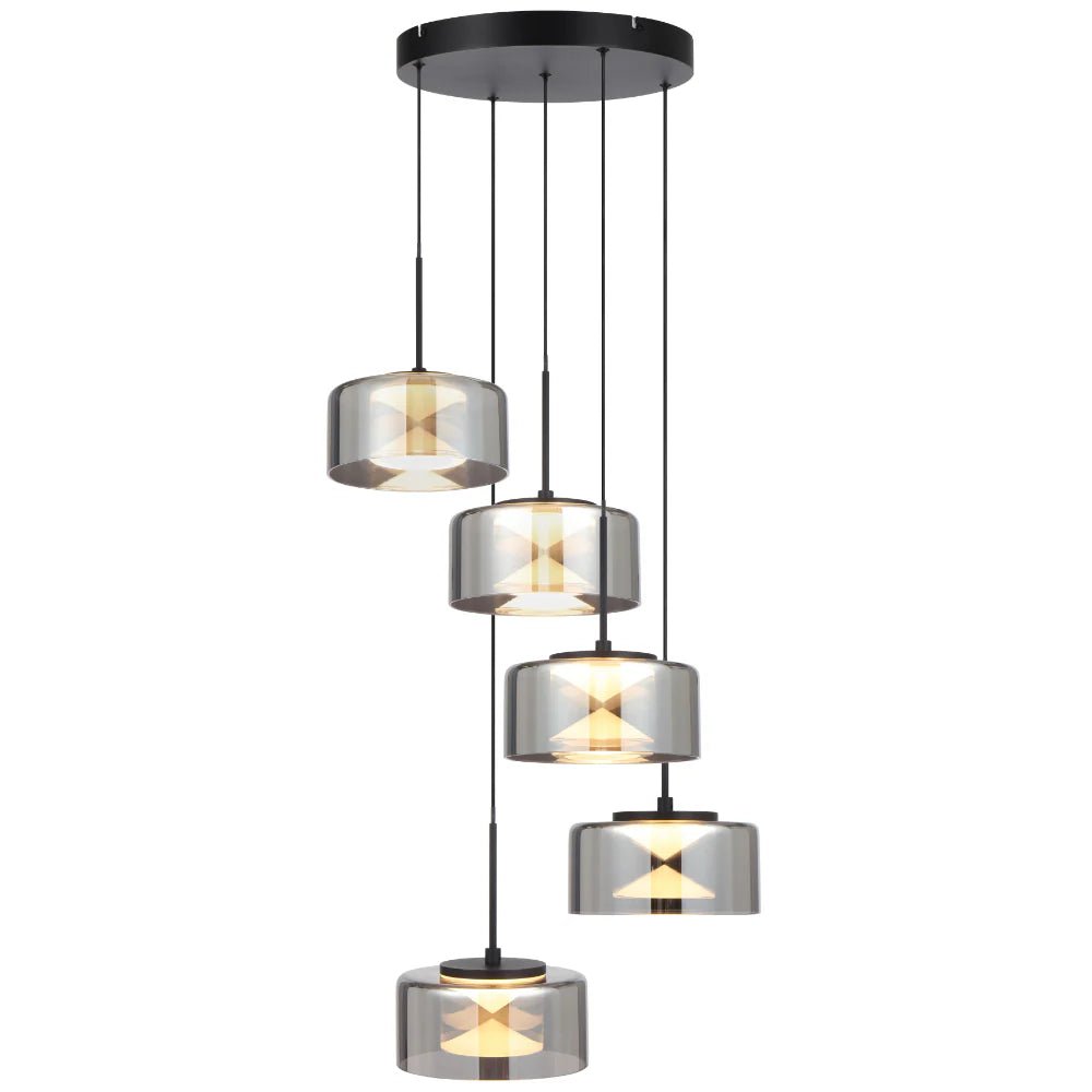 Cedro 5 Light LED Pendant Black / Tri - Colour - CEDRO PE5 - BK - Mases LightingTelbix