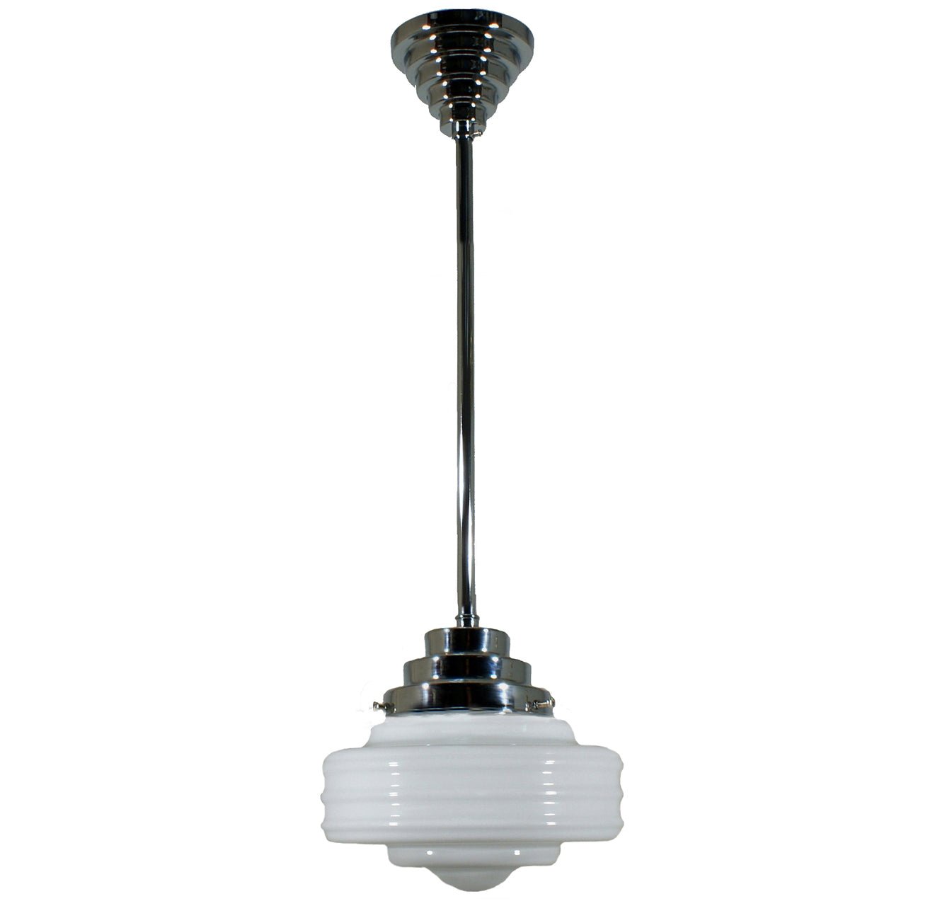 Detroit 8" or 14" 1 Light ROD Pendant Light - Black/Chrome/Polished Brass/Chrome Retro