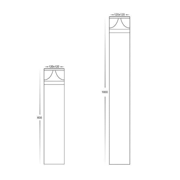 Divad LED Bollard Light Square CCT Small/Large in Black Havit Lighting - HV1628T - BLK - SQ, HV1629T - BLK - SQ - Mases LightingHavit Lighting