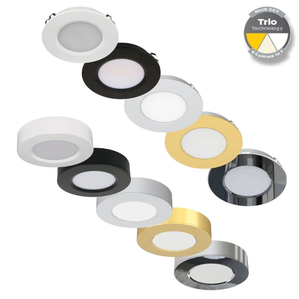 Domus ASTRA - TRIO - 3.6W 12V Tri - Colour Switchable Recessed/Surface Mounted LED Cabinet Light - DRIVER REQUIRED - Mases LightingDomus