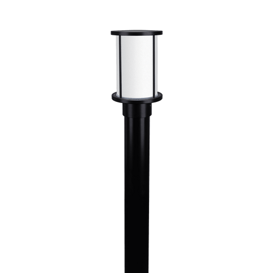 Domus BL-400 1M Kit - Cylinder Bollard Head & 1m Post Black - Clear or Frosted Glass - Mases LightingDomus Lighting