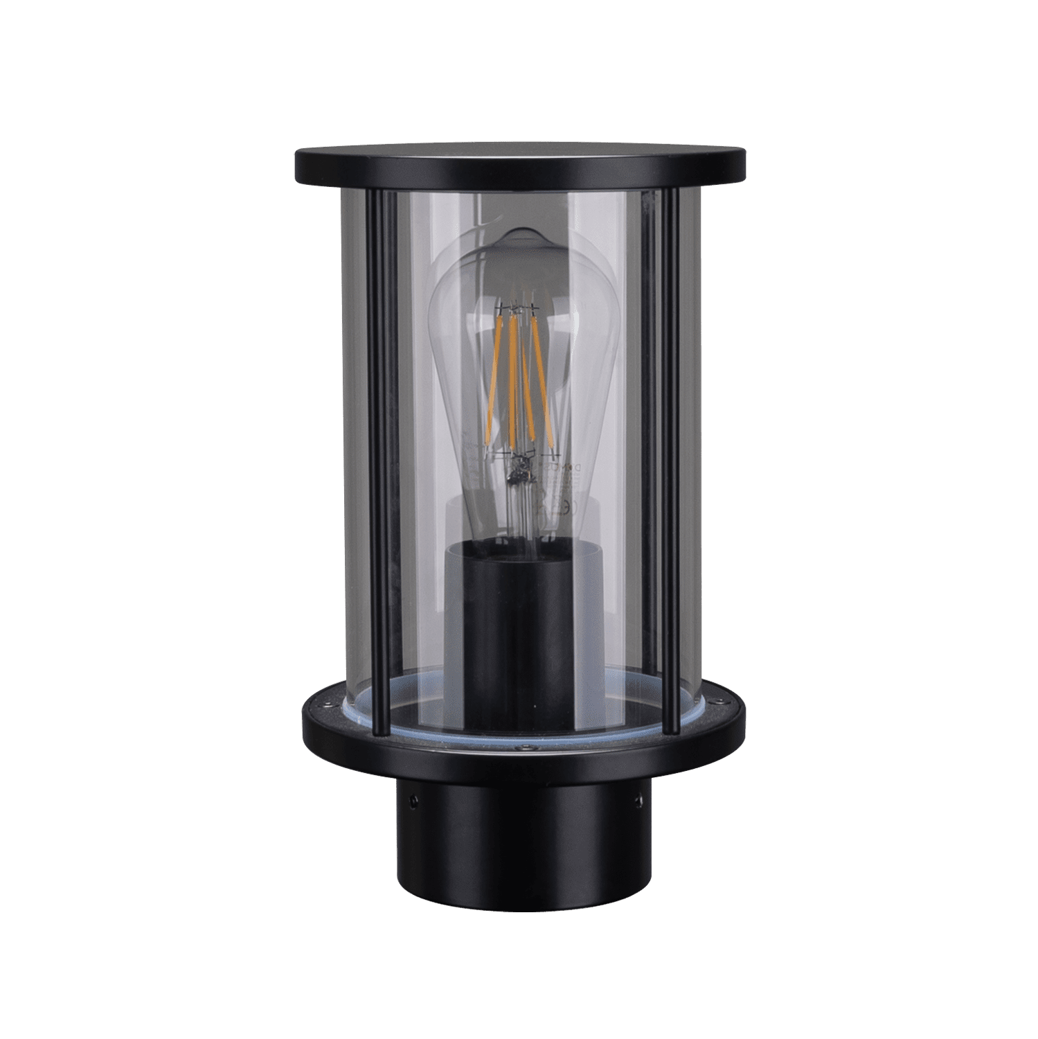 Domus BL-400 Cylinder Bollard Head Black - Clear or Frosted Glass - Mases LightingDomus Lighting