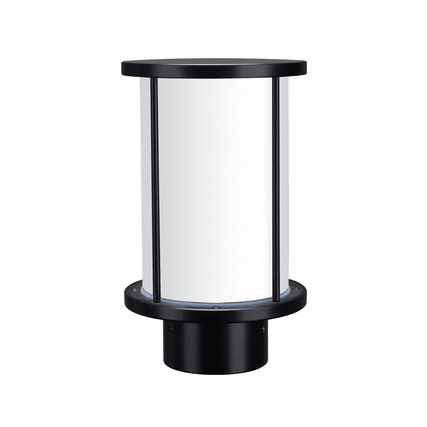 Domus BL-400 Cylinder Bollard Head Black - Clear or Frosted Glass - Mases LightingDomus Lighting