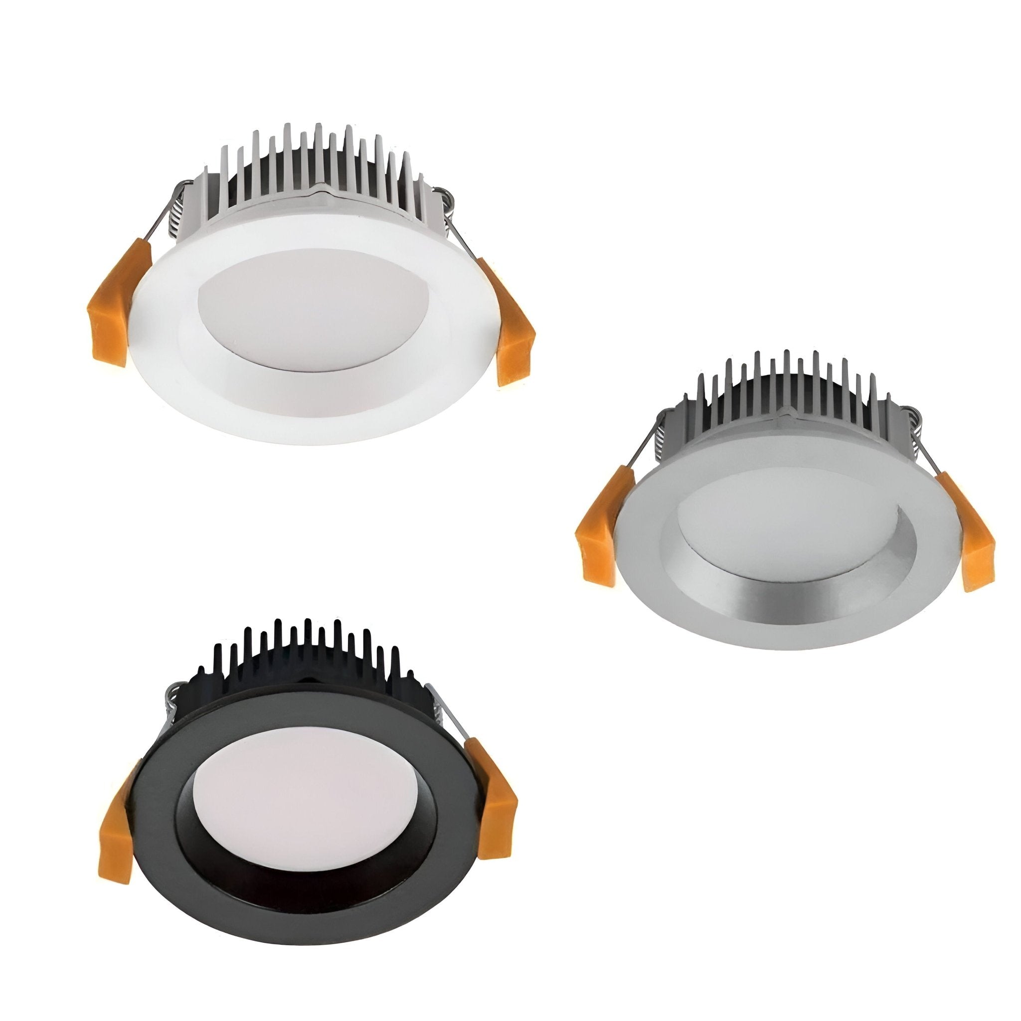Domus DECO-8 TRIO/DALI Round 8W Dimmable LED Tricolour IP44 Downlight - Black/White/Aluminium - Mases LightingDomus