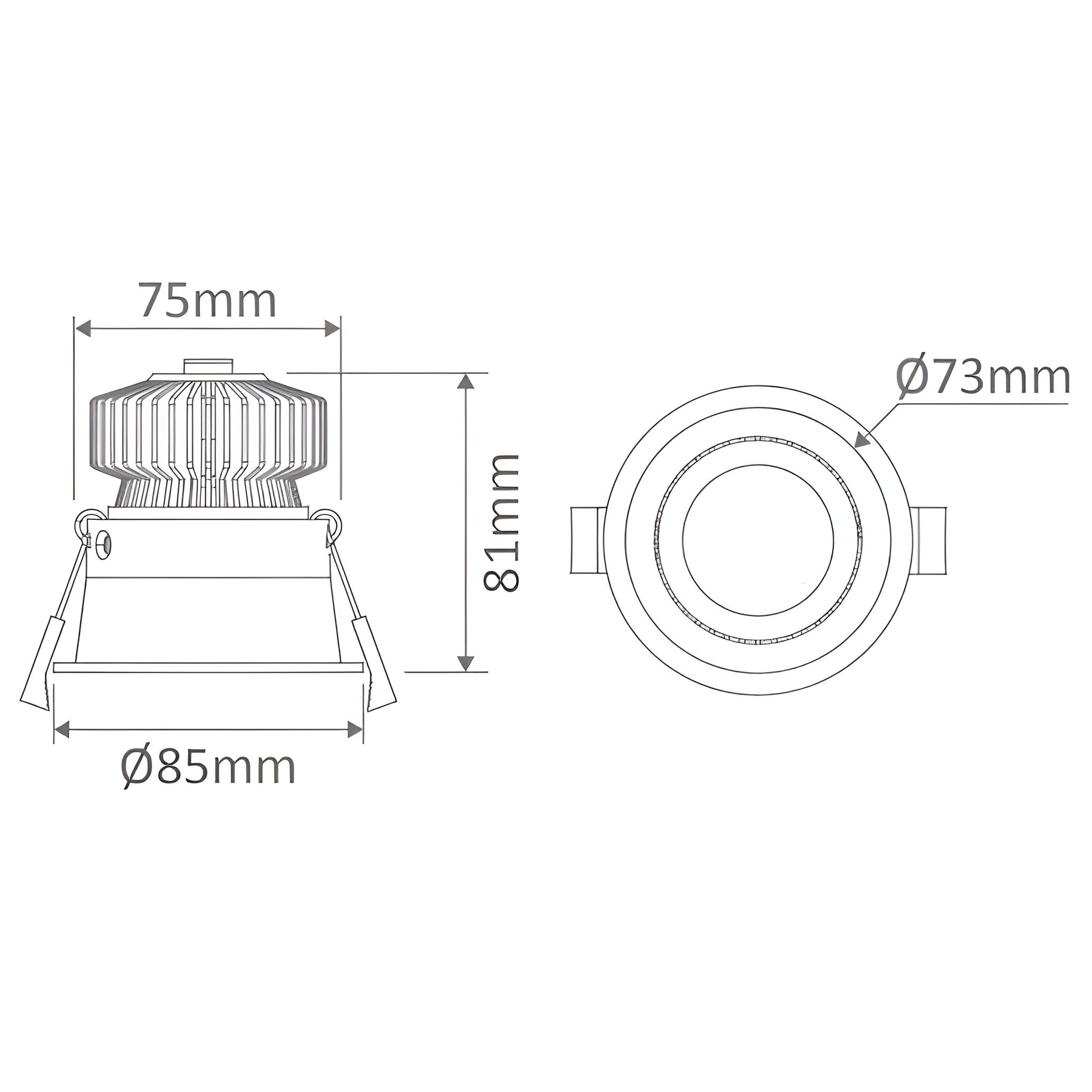 Domus DEEP-10 TRIO/DALI Round Deepset 10W Recessed Dimmable LED IP40 Downlight - Black/White