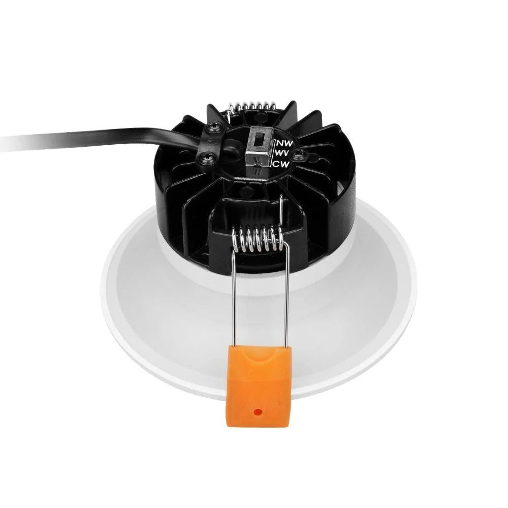 Domus DEEP-9 TRIO Round 9W Recessed Dimmable LED Tricolour IP54 Downlight - White - Mases LightingDomus