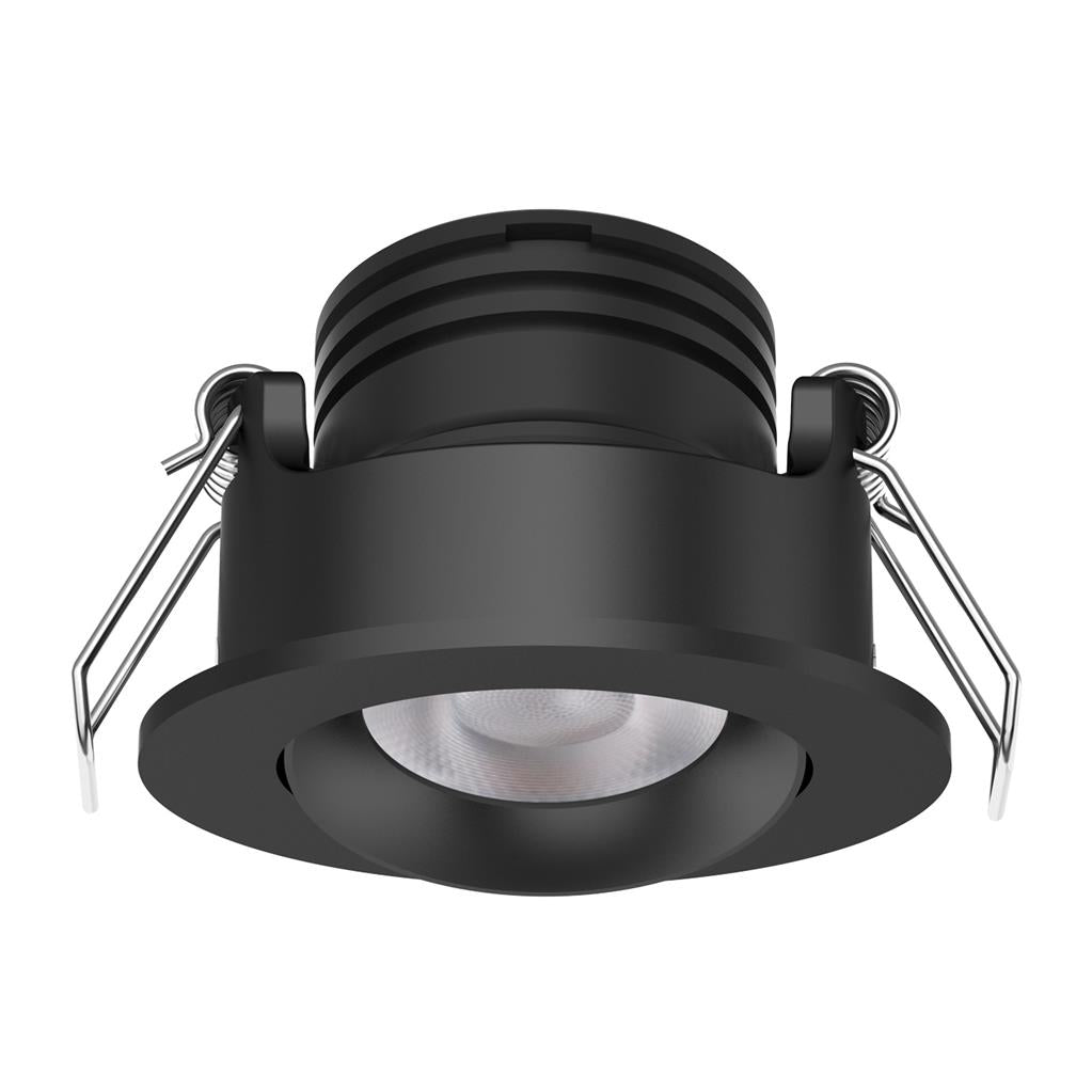 Domus Pico-3 Mini TRIO/DALI Round 3W Dimmable Led Fixed/Tiltable Tricolour Downlight- Black/White - Mases LightingDomus