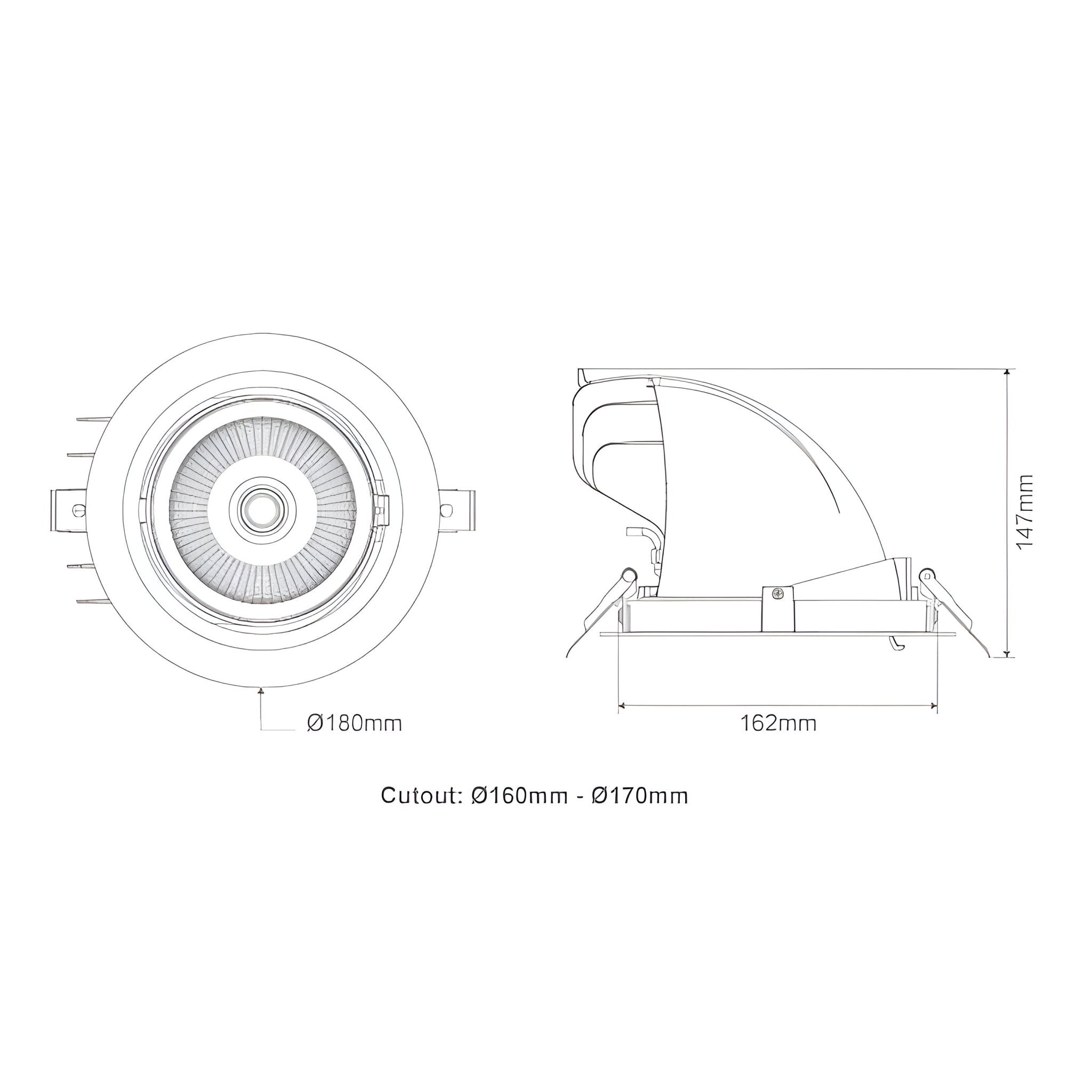 Domus SCOOP-25 Round 25W Adjustable LED Dimmable Downlight - Black/White