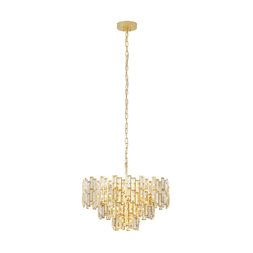 Eglo Calmeilles 10 Light Crystal Pendant in Brass 630mm - Mases LightingEglo