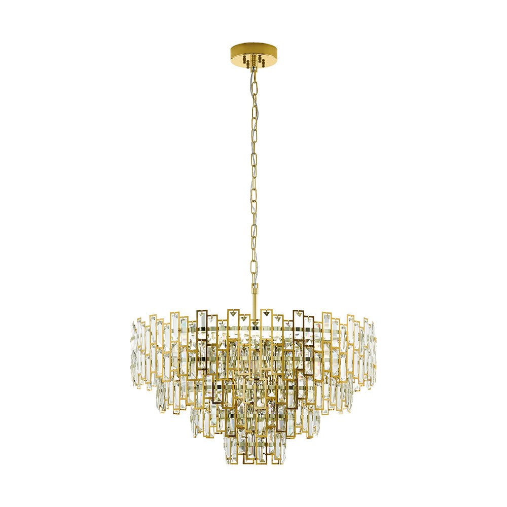 Eglo Calmeilles 10 Light Crystal Pendant in Brass 780mm - Mases LightingEglo