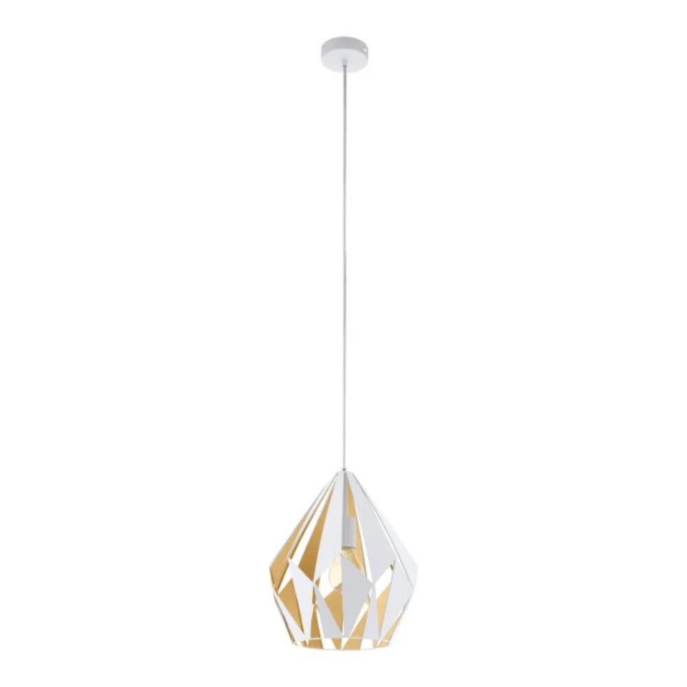 Eglo Carlton 1 Light Pendant Medium in White and Honey Gold Steel - 49932N - Mases LightingEglo