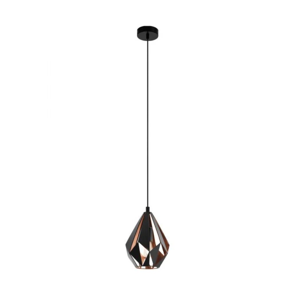 Eglo Carlton 1 Light Pendant Small Black and Copper Steel - 49997N - Mases LightingEglo