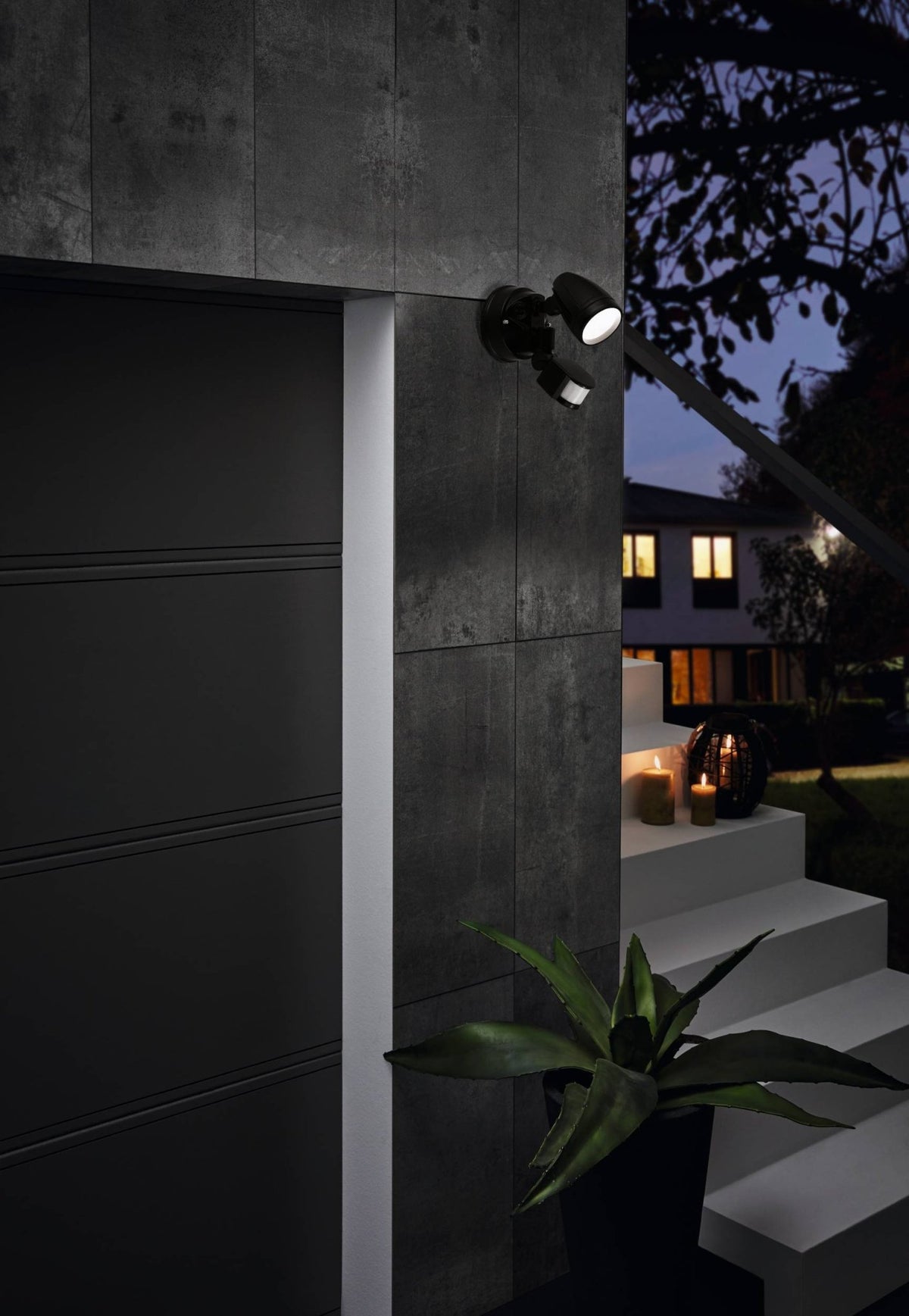 Eglo Chopper Wall Light Black -Integrated Motion Detector(Single) - Mases LightingEglo