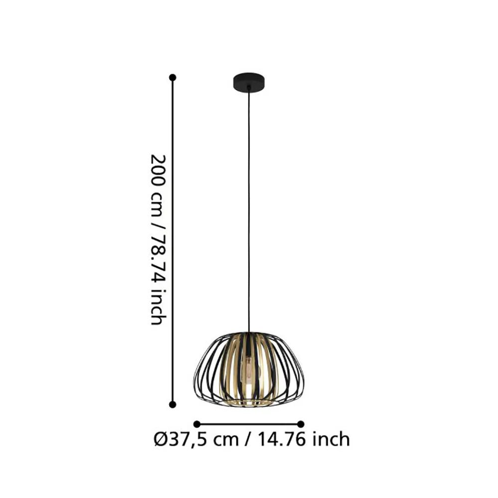 Eglo Encinitos Pendant Light W375mm BlacK / Gold - 99666N