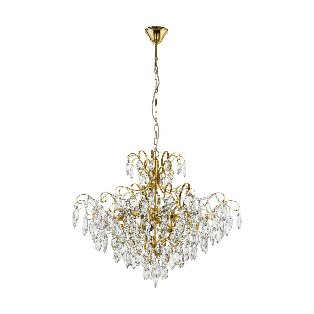 Eglo Fenoullet Crystal Pendant 9 Light in Brass - Mases LightingEglo