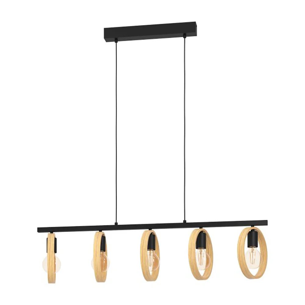 Eglo Ipsden Island Pendant 5 Lights Brown / Black Wood - 43552N - Mases LightingEglo