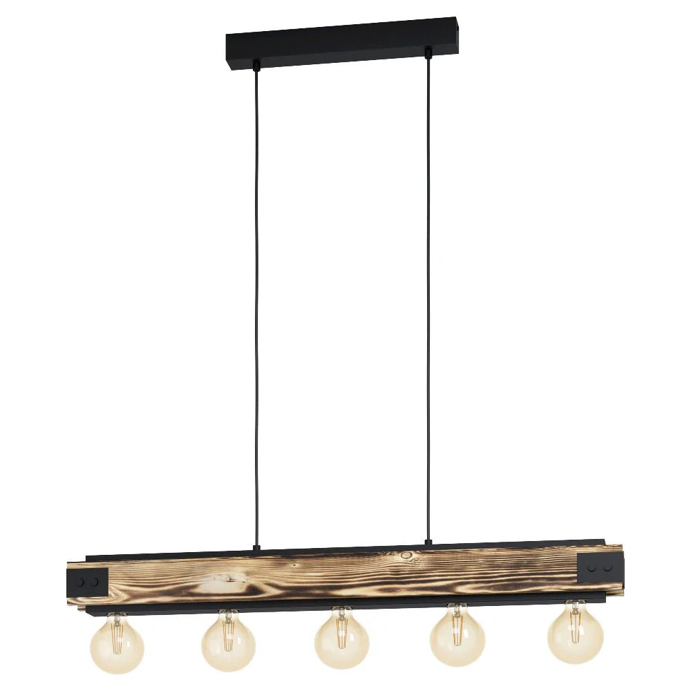 Eglo Layham 5 Light Island Pendant Black / Brown - 43468N - Mases LightingEglo