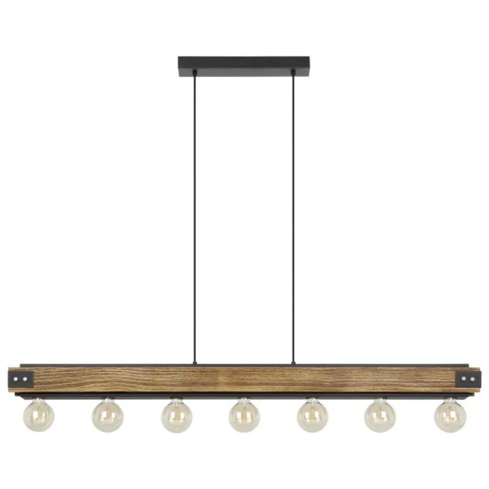 Eglo Layham 7 Light Pendant 60W Brown Wood - 205157 - Mases LightingEglo
