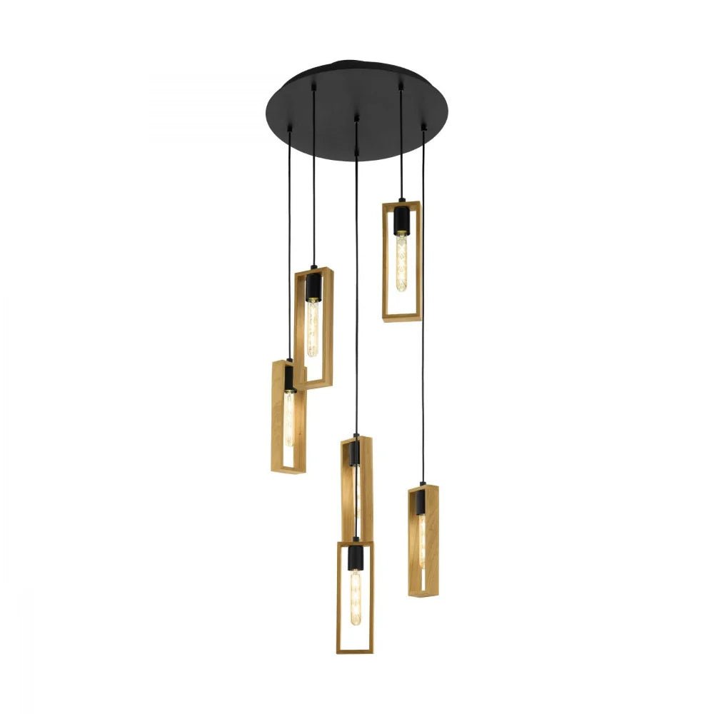 Eglo Littleton 6 Light Pendant Black & Brown - 49549N - Mases LightingEglo