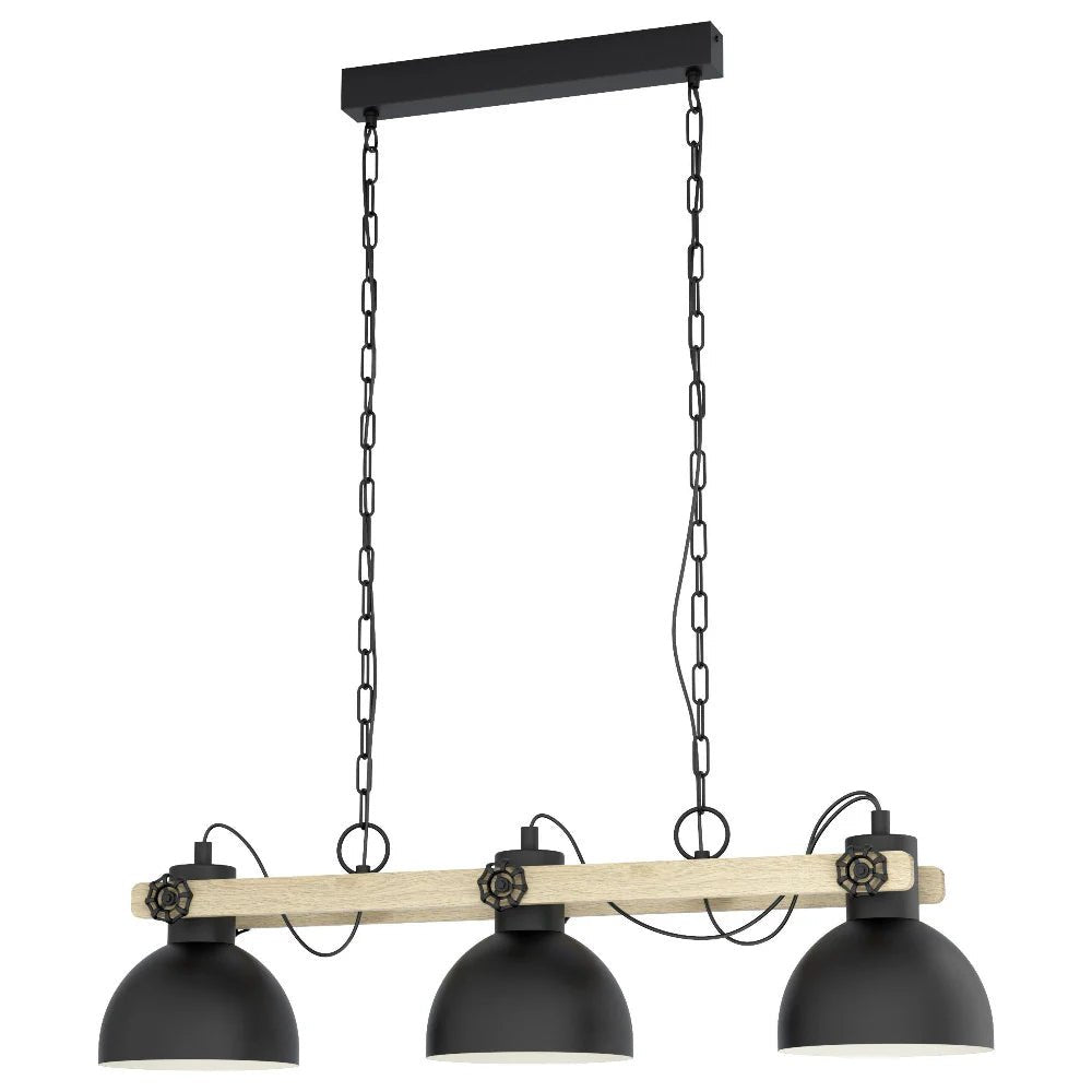 Eglo Lubenham 3 Light Island Pendant Black / Brown - 43163N - Mases LightingEglo