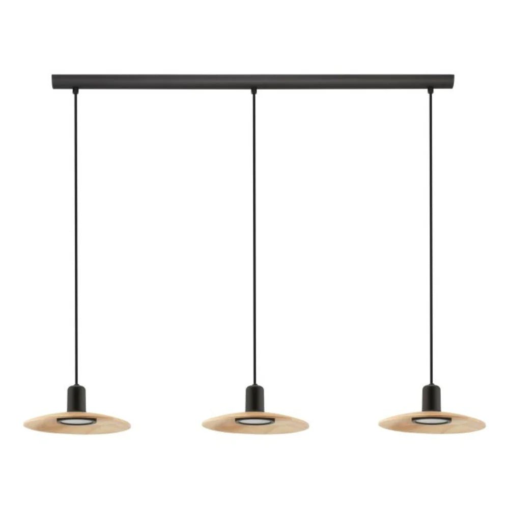 Eglo MAYAZES Pendant 3 Lights Black / Natural Steel - 39912N - Mases LightingEglo