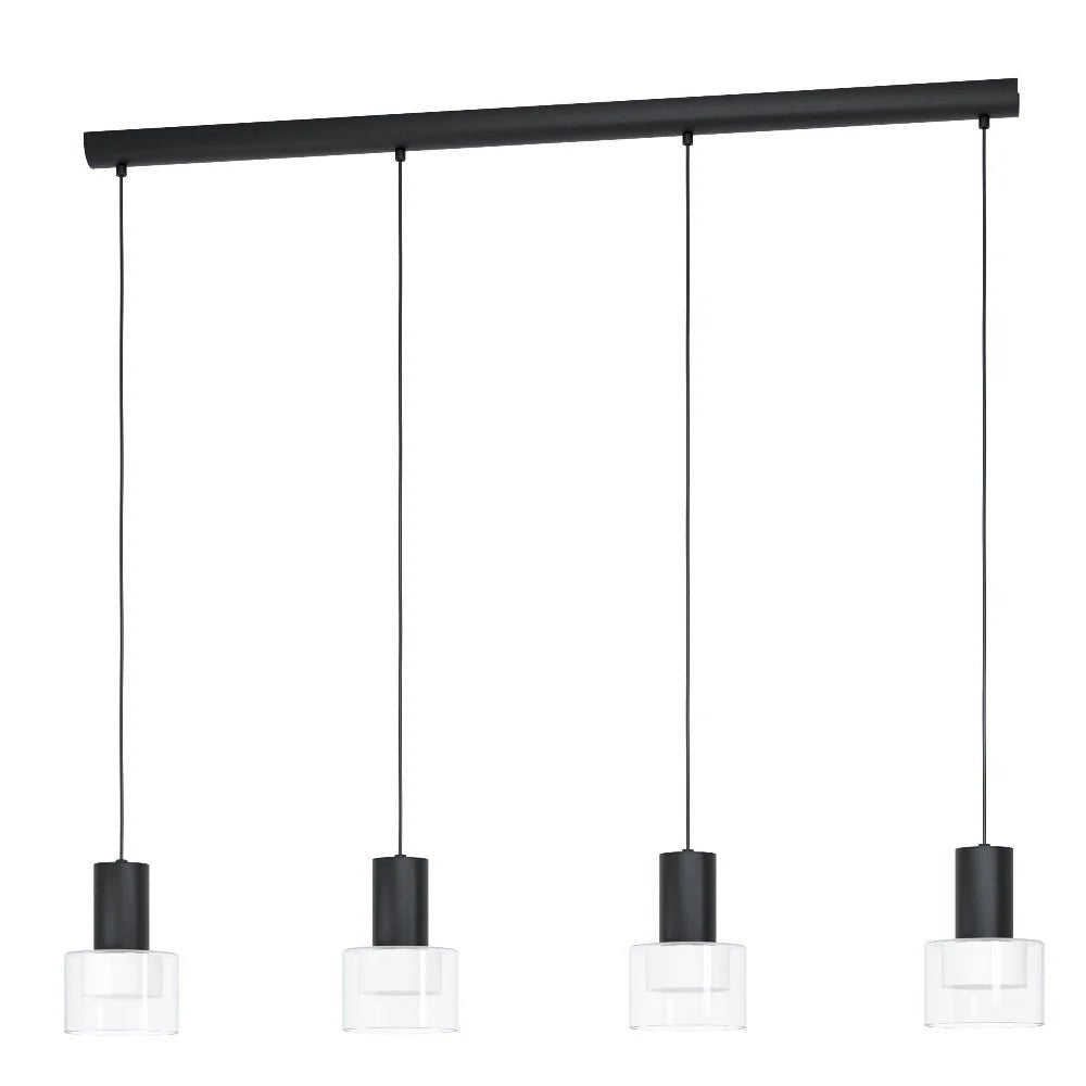 Eglo MOLINEROS Pendent 4 Lights Black Steel Clear Glass 3CCT - 39726N - Mases LightingEglo