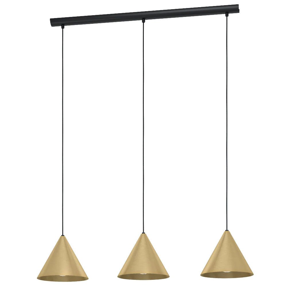 Eglo NARICES Pendent 3 Lights Black / Brushed Brass Steel - 99592N - Mases LightingEglo
