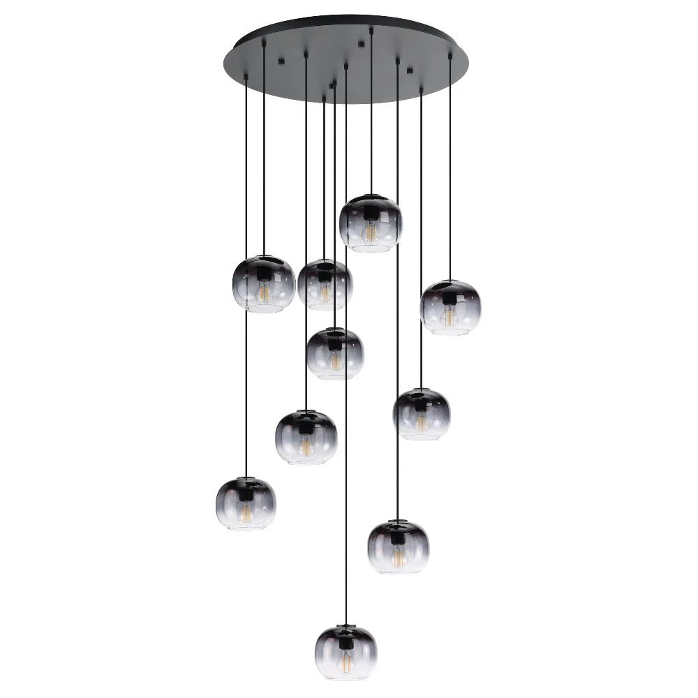 Eglo OILELLA Cluster Pendant 10 Lights Black Steel Black Grey Glass - 205649N - Mases LightingEglo