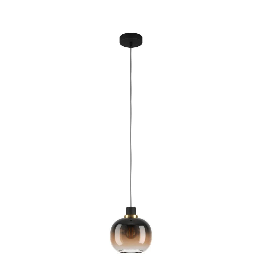 Eglo OILELLA Pendent Light Black / Brass Steel Black Brown Glass - 99614N - Mases LightingEglo