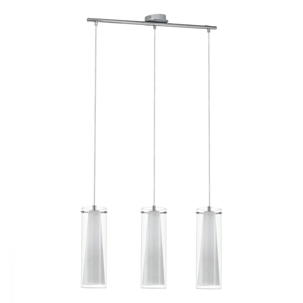 Eglo Pinto 3 Light Pendant Chrome & Clear White - 89833 - Mases LightingEglo