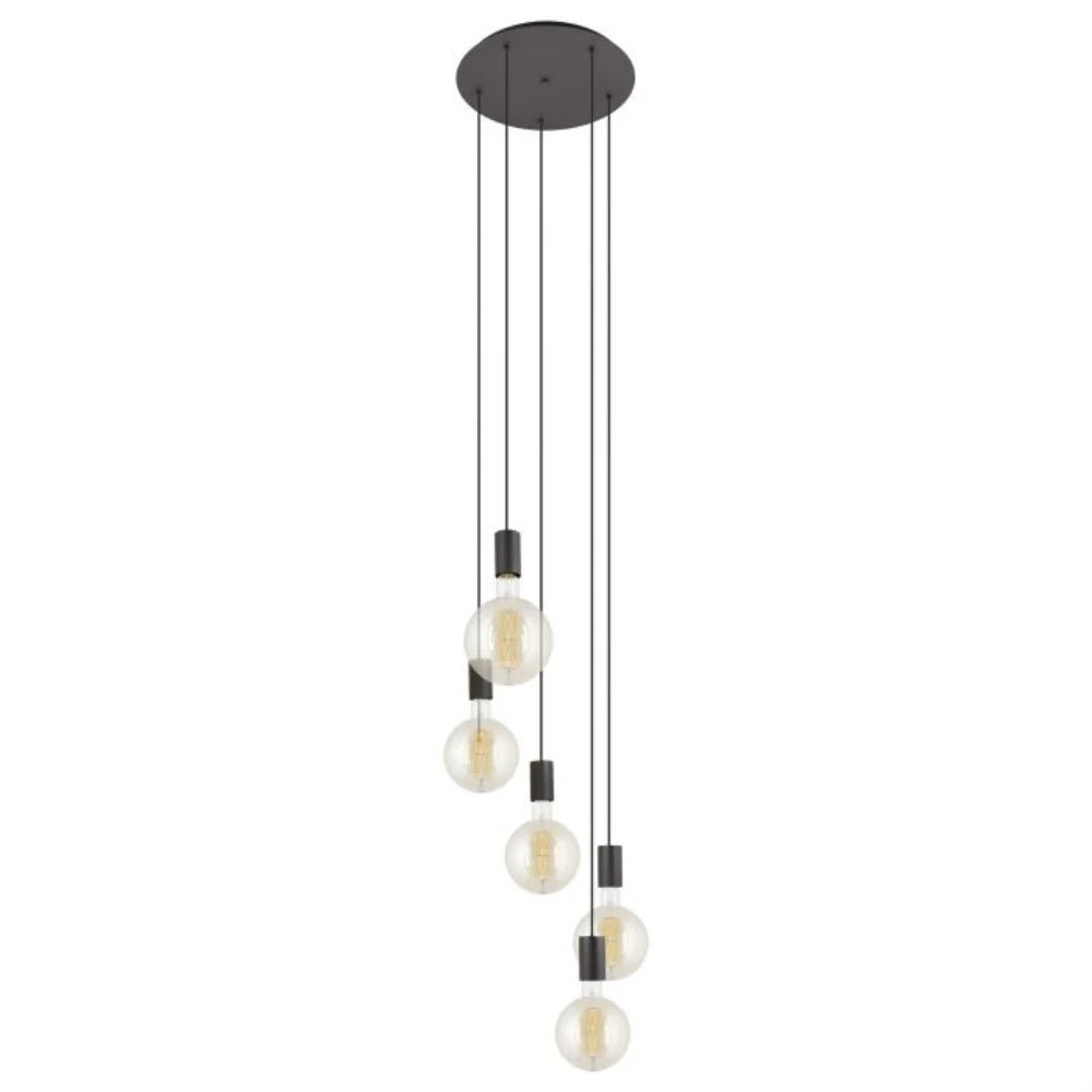 Eglo Pozueta 5 Light Pendant Black Steel - 205161N - Mases LightingEglo