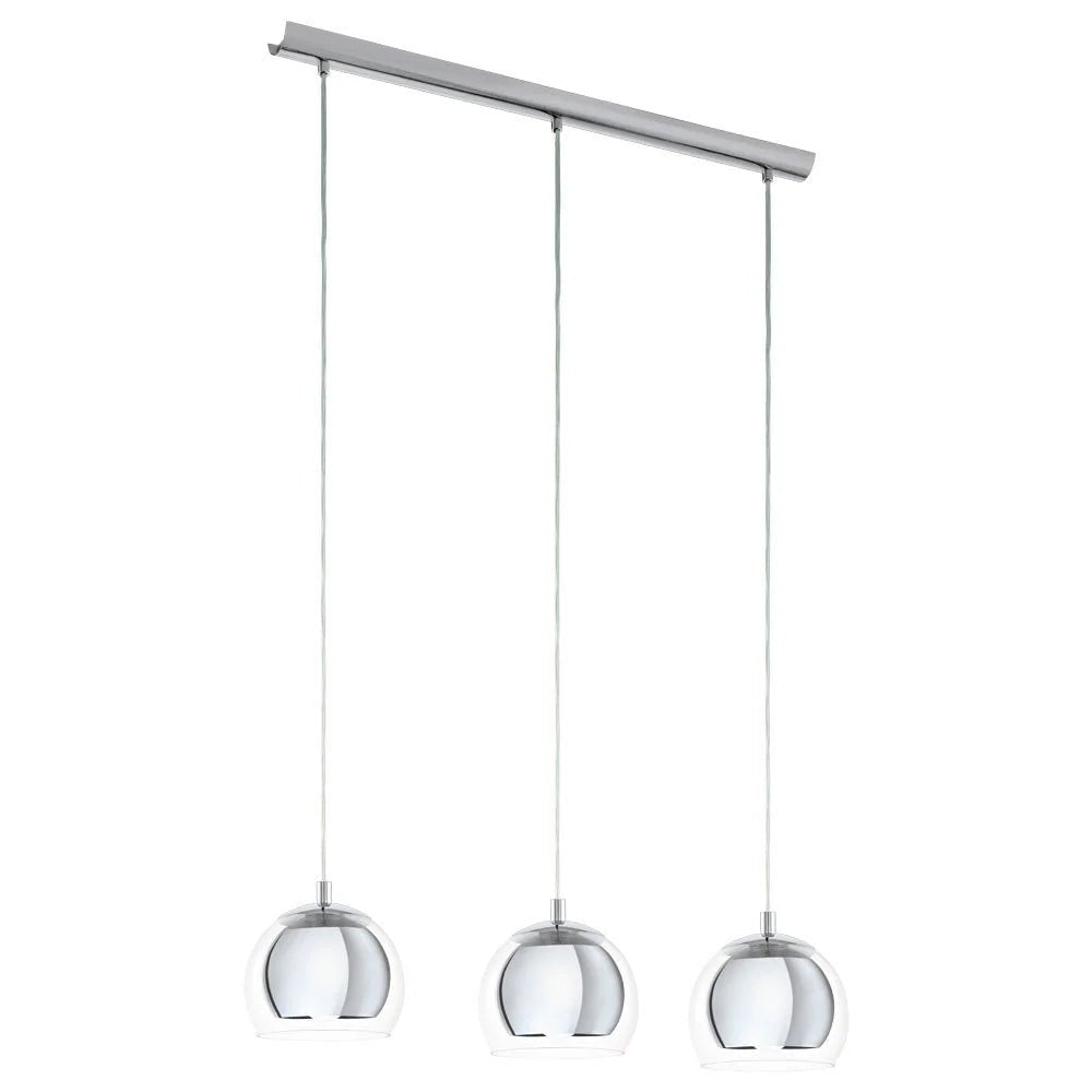 Eglo Rocamar 3 Light Pendant Chrome & Clear - 94593 - Mases LightingEglo