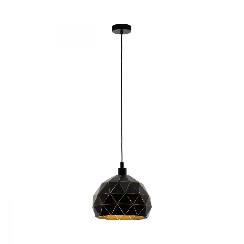 Eglo Roccaforte 1 Light Pendant Black & Gold 400mm - 97841N - Mases LightingEglo