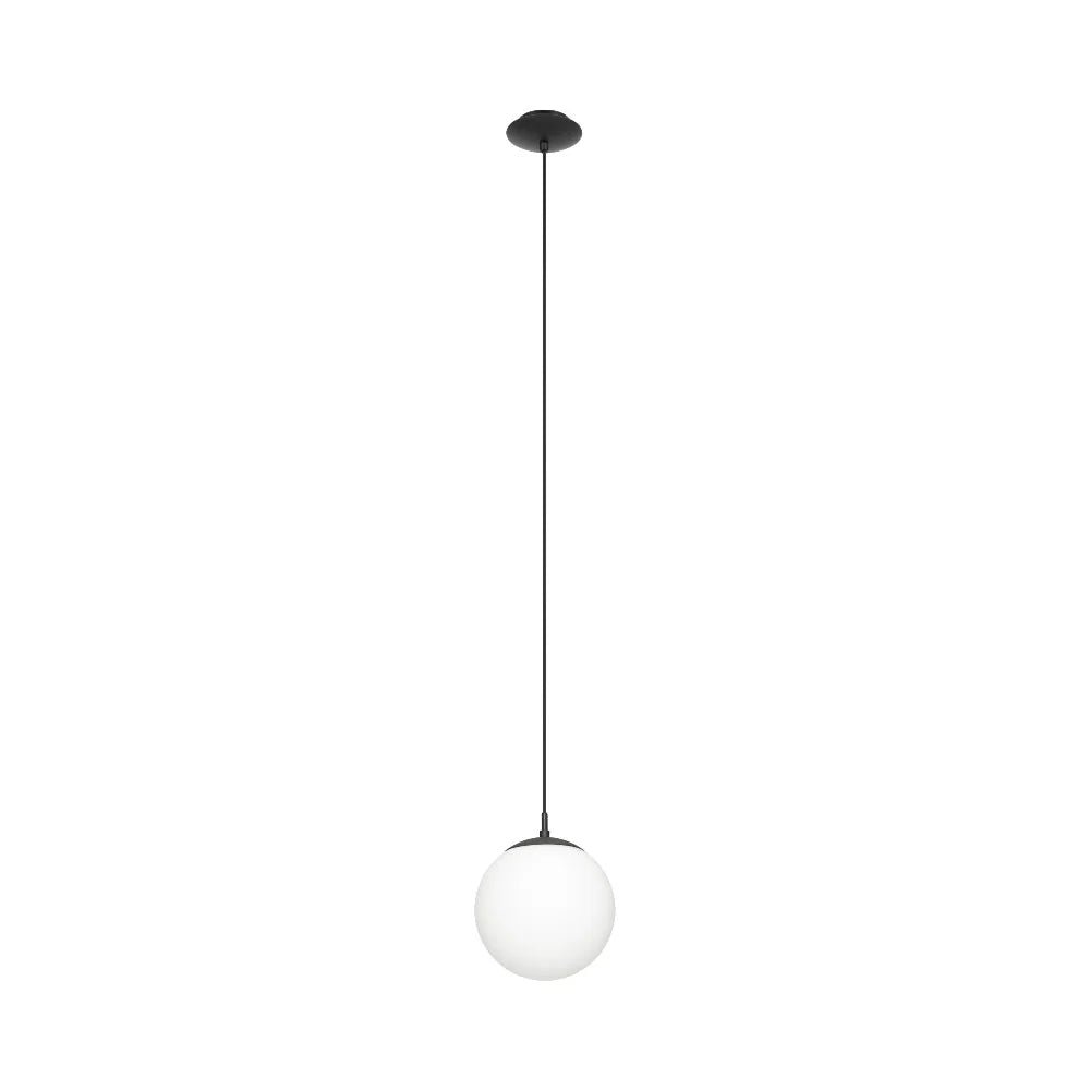 Eglo Rondo 1 Light Small Pendant Black / Opal Matt - 205008 - Mases LightingEglo