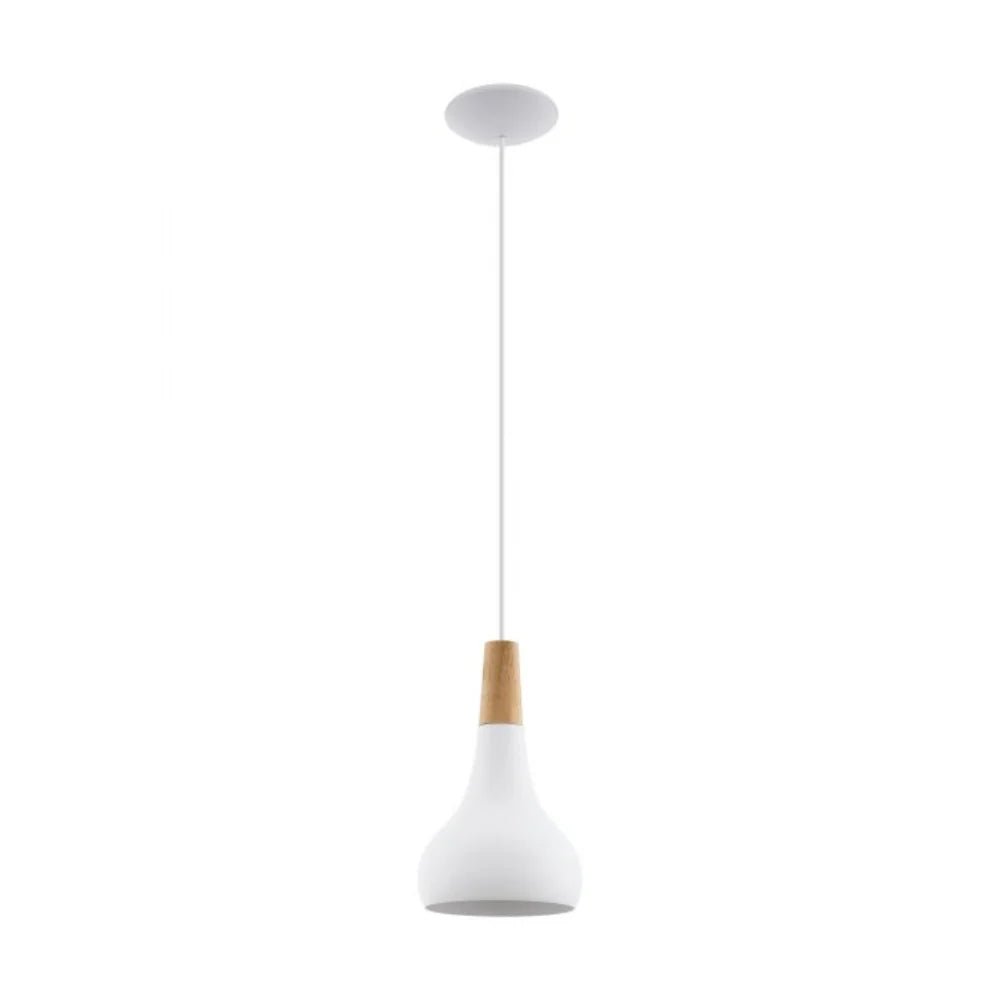 Eglo Sabinar 1 Pendant Light Small White Steel - 96981N - Mases LightingEglo